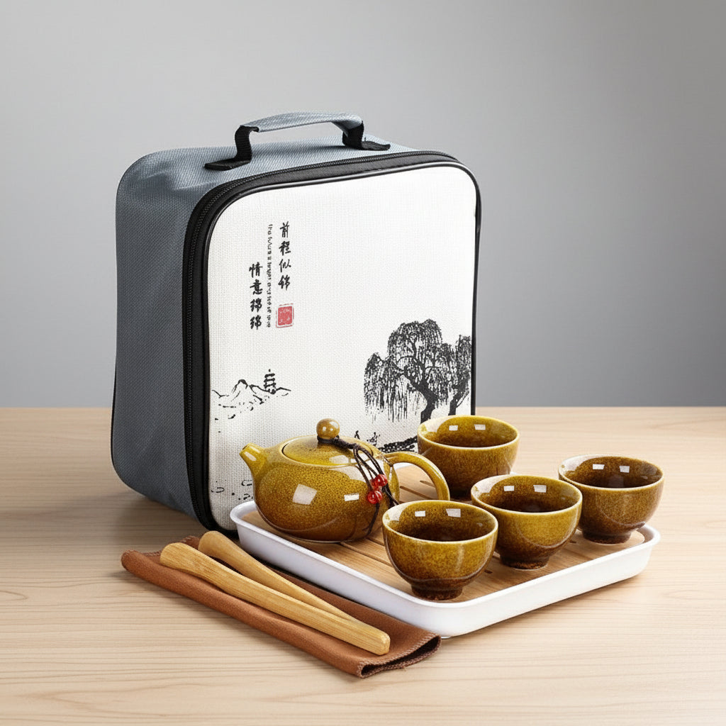 Service à thé en céramique jaune 200 ml – Route du Thé