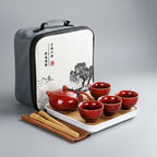 Service à thé en céramique rouge 200 ml – Route du Thé