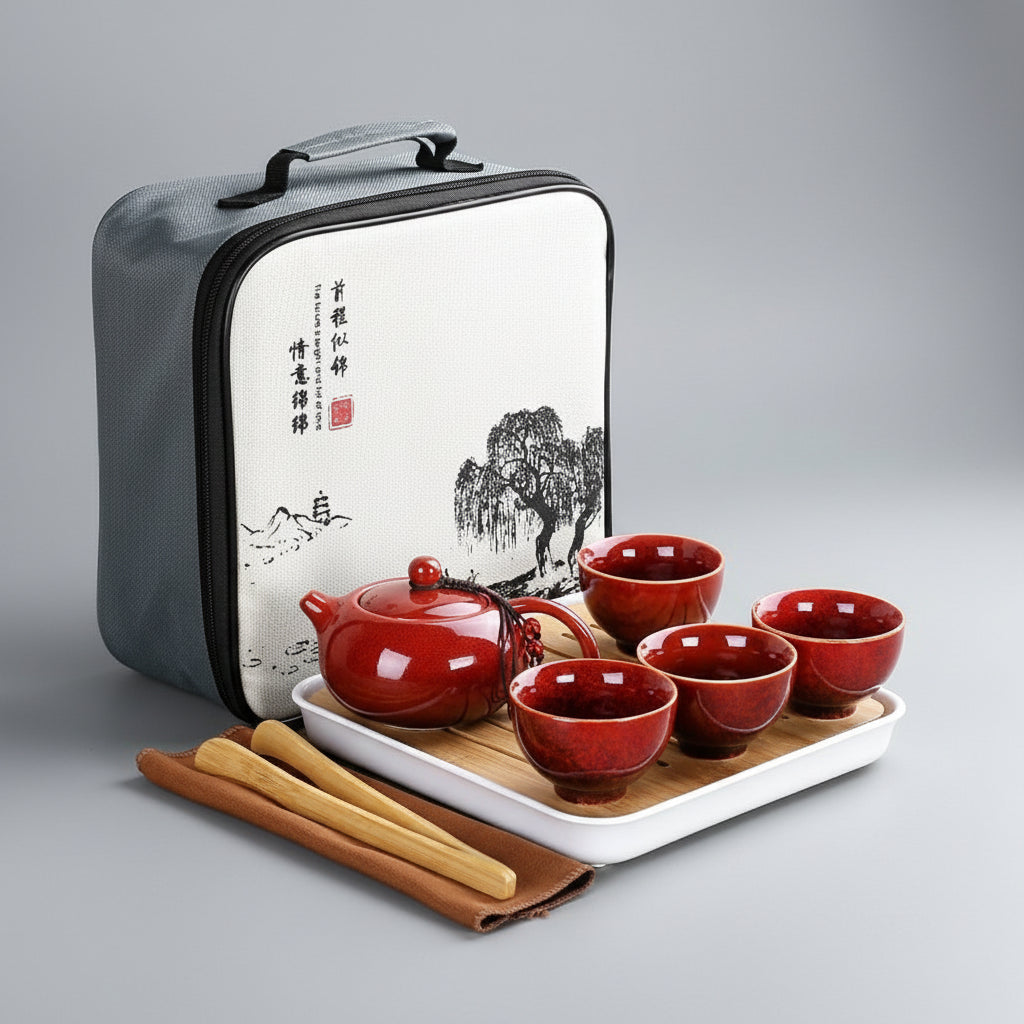 Service à thé en céramique rouge 200 ml – Route du Thé