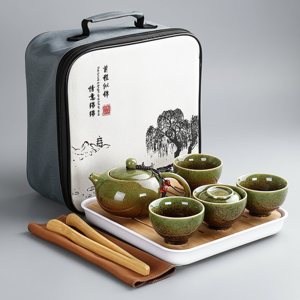 Service à thé en céramique verte 200 ml – Route du Thé