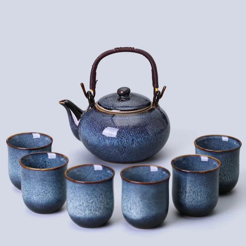 Service à Thé Japonais en Céramique – Grande Théière 900 ml + 6 Tasses