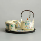 Service à thé en céramique peint à la main avec motifs de pivoines