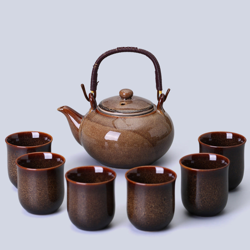 Ensemble thé japonais marron en céramique 900 ml