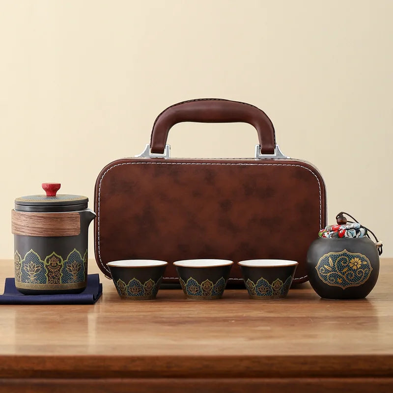 Service à thé Kung Fu portable noir – Théière 280 ml et tasses 50 ml