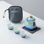 Service à thé Kungfu portable bleu – gaiwan voyage