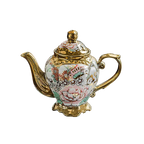 Théière anglaise en céramique 900 ml, décor floral et finitions dorées, style victorien.