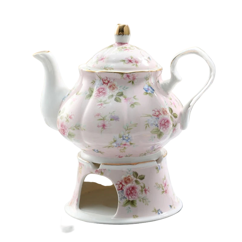 Théière anglaise blanche 400 ml avec chauffe-thé assorti.