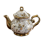 Théière anglaise en porcelaine blanche avec décor doré, 900 ml.