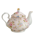 Théière anglaise blanche en porcelaine à motifs floraux et dorures, 400 ml.
