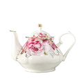 Théière anglaise en porcelaine motif rose classique, 400 ml.