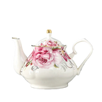 Théière anglaise en porcelaine motif rose classique, 400 ml.
