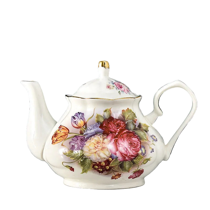 Théière anglaise en porcelaine avec bouquet de roses, 400 ml.