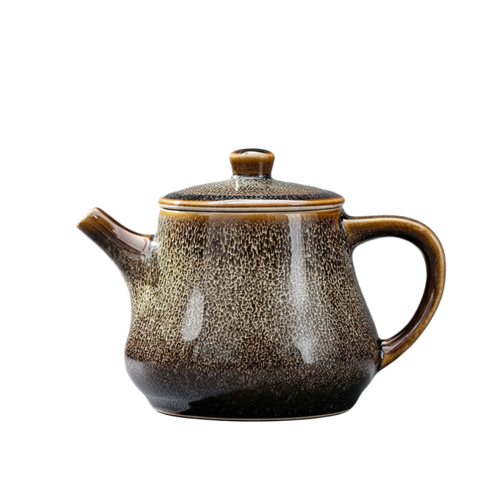 Théière chinoise en céramique émaillée marron 210 ml – artisanat traditionnel