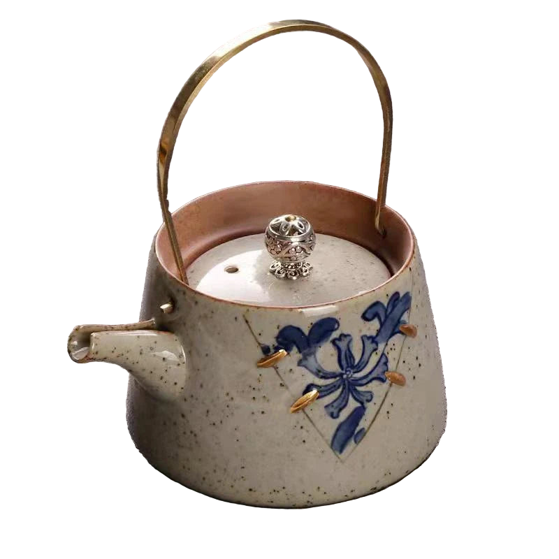 Théière chinoise en céramique blanche décorée, 220 ml