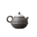 Théière chinoise en céramique sombre sculptée avec couvercle clair, 160 ml.
