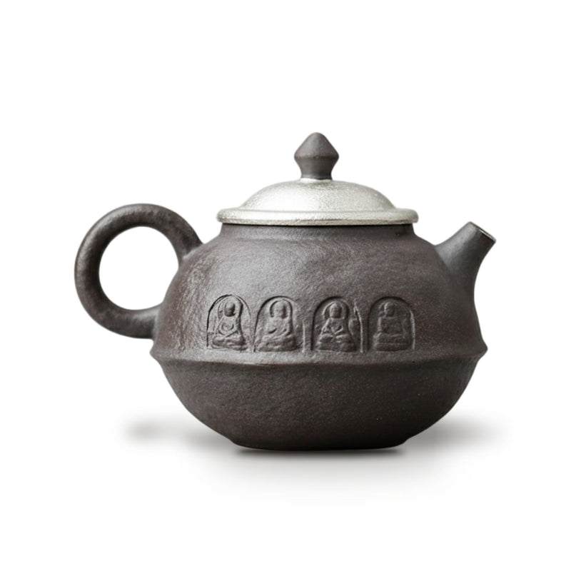 Théière Chinoise en Céramique Sombre Sculptée 160 ml