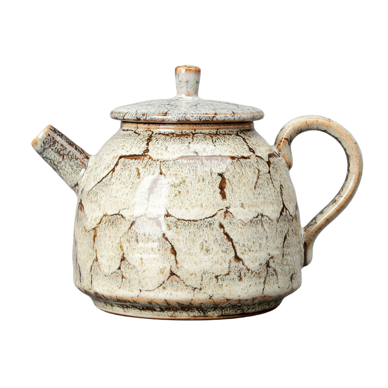 Théière chinoise en céramique Yixing-style de 300 ml, modèle blanc craquelé, artisanat traditionnel Kung Fu Cha