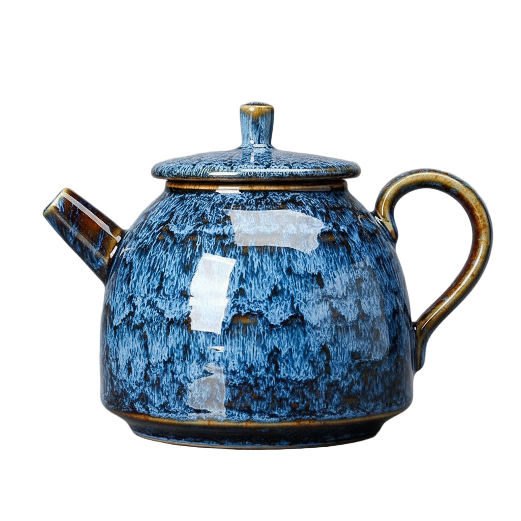 Théière chinoise en céramique Yixing-style de 300 ml, modèle bleu craquelé, artisanat traditionnel Kung Fu Cha