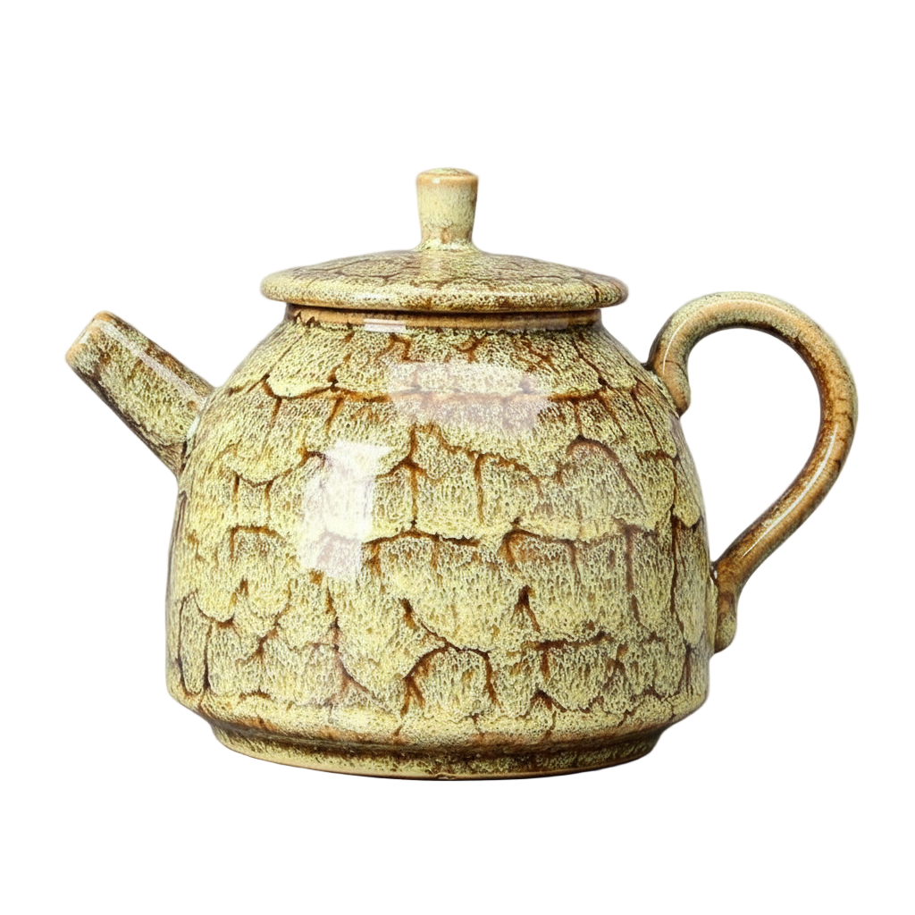 Théière chinoise en céramique Yixing-style de 300 ml, modèle jaune craquelé, artisanat traditionnel Kung Fu Cha