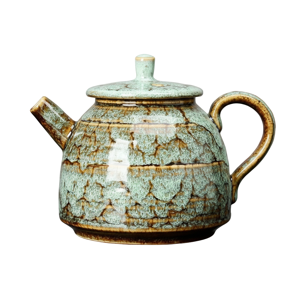 Théière chinoise en céramique Yixing-style de 300 ml, modèle vert craquelé, artisanat traditionnel Kung Fu Cha