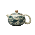Théière chinoise en porcelaine blanche avec décor bleu indigo, 230 ml, vue détaillée.