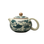 Théière chinoise en porcelaine blanche avec décor bleu indigo, 230 ml, vue détaillée.