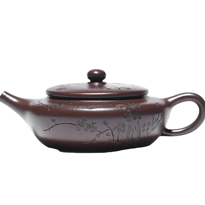 Théière chinoise en argile Zisha artisanale 160 ml avec motifs gravés