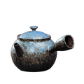 Théière japonaise en céramique bleue texturée 150 ml, style Kyusu