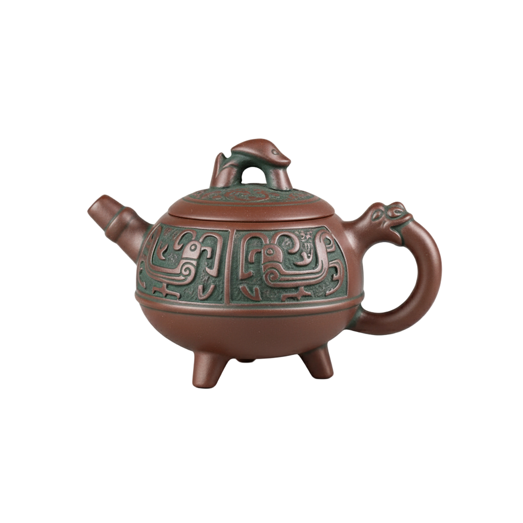 Théière japonaise en céramique 290 ml avec pieds trépieds et motifs traditionnels