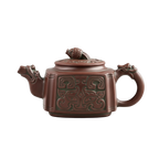 Théière japonaise en céramique 450 ml avec motifs traditionnels et poignée sculptée