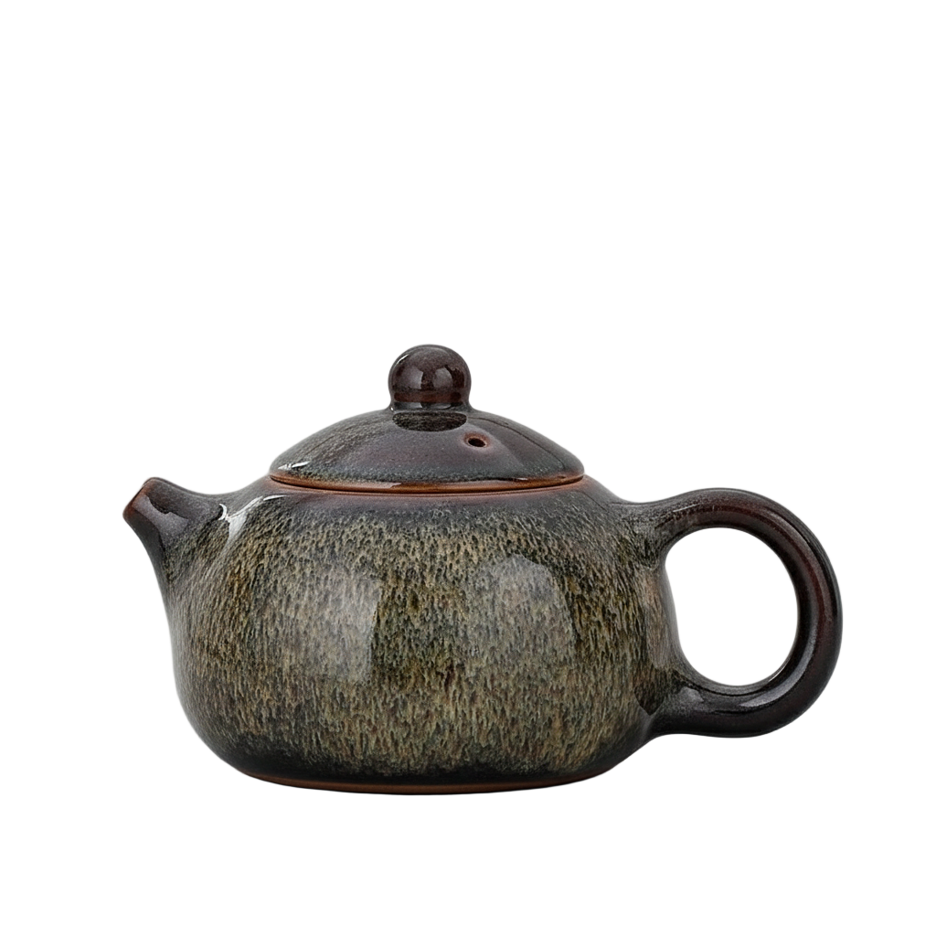 Théière japonaise en céramique 200 ml avec glaçure artisanale Nagashi-yu.