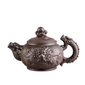 Théière japonaise en céramique sculptée avec dragon, 900 ml, marron – style traditionnel.