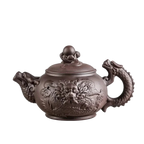 Théière japonaise en céramique sculptée avec dragon, 900 ml, marron – style traditionnel.