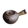 Théière japonaise kyusu en céramique artisanale 300 ml avec manche en corde naturelle