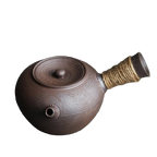Théière japonaise kyusu en céramique artisanale 300 ml avec manche en corde naturelle