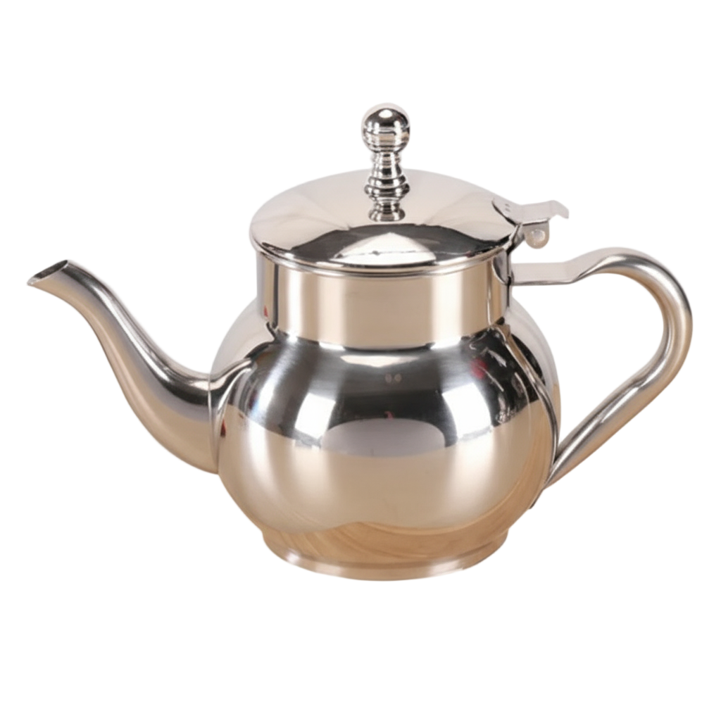 Théière marocaine en inox brillant 600 ml avec bec long