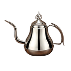 Théière marocaine en inox argenté 1,2 L avec long bec traditionnel.