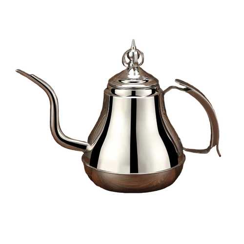 Théière Marocaine Traditionnelle en Inox Poli – Argent & Or – 1,2 L / 1,8 L