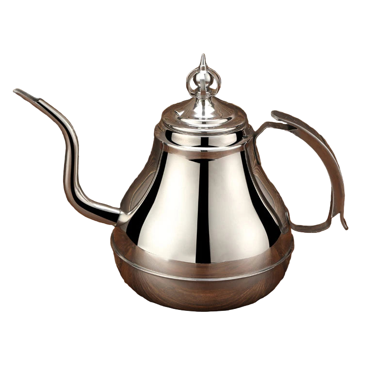 Grande théière marocaine argentée en inox poli 1,8 L.