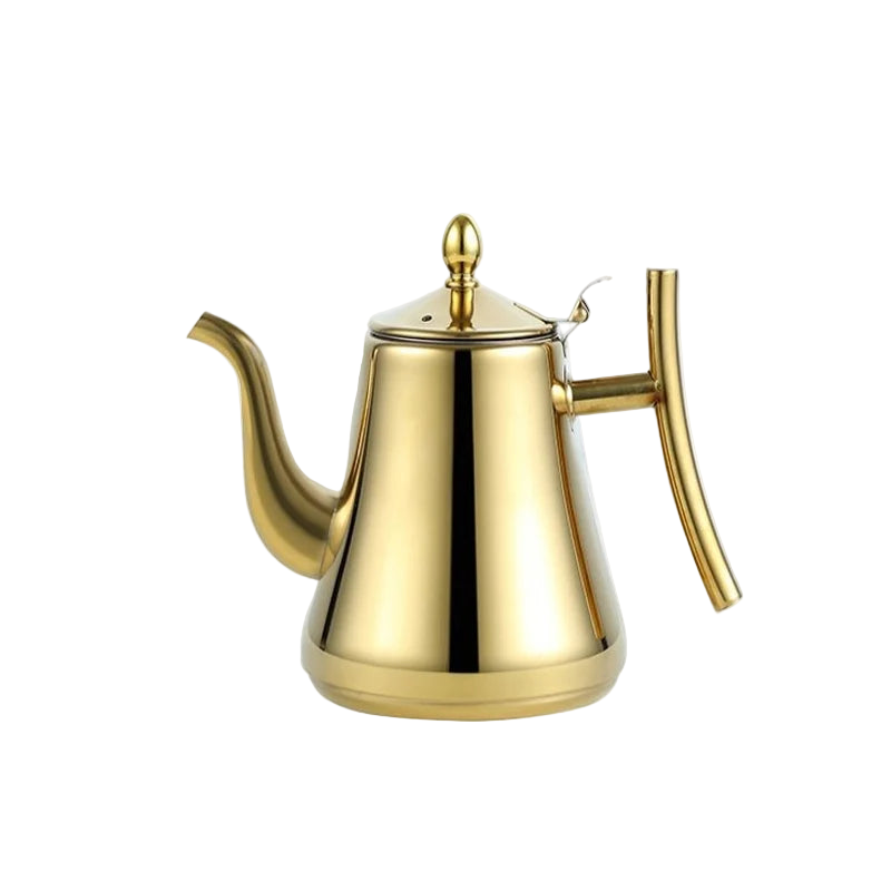 Théière marocaine en inox doré 1L5 pour service à thé oriental