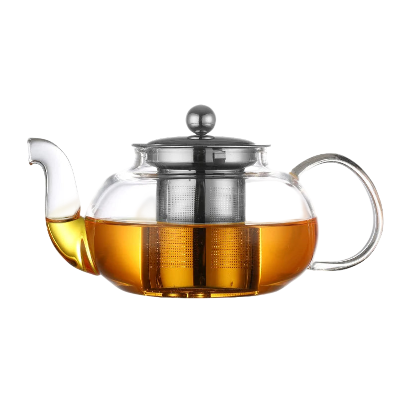 Théière en verre borosilicate avec infuseur inox, 600 ml, transparente