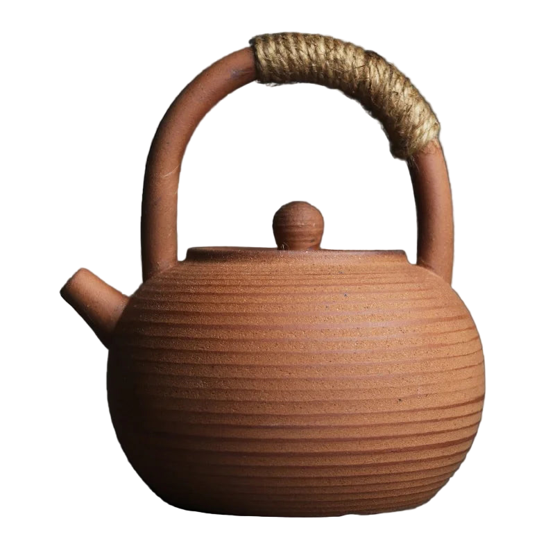 Théière japonaise Wabi-Sabi en terre naturelle 350 ml, poterie artisanale.