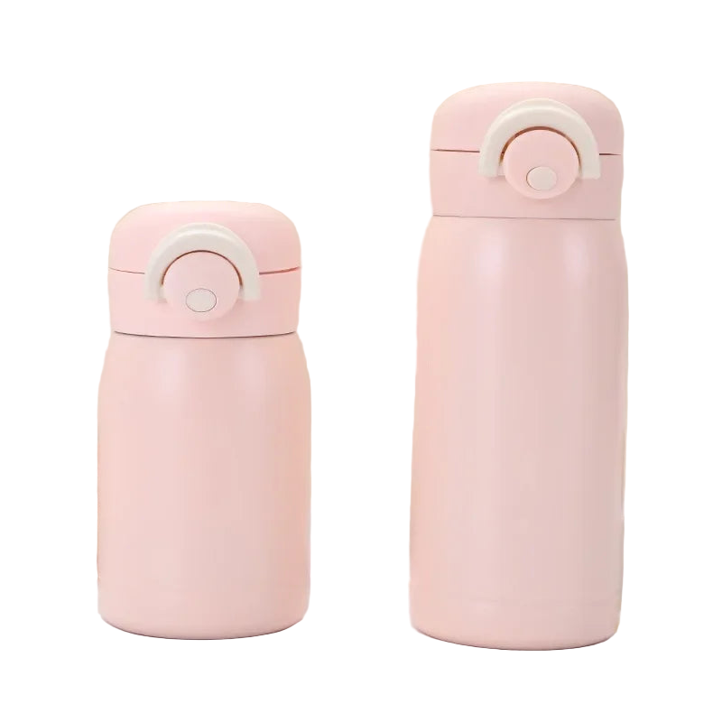 Thermos mini isotherme rose pastel 350 ml, ouverture one-touch, double paroi inox.