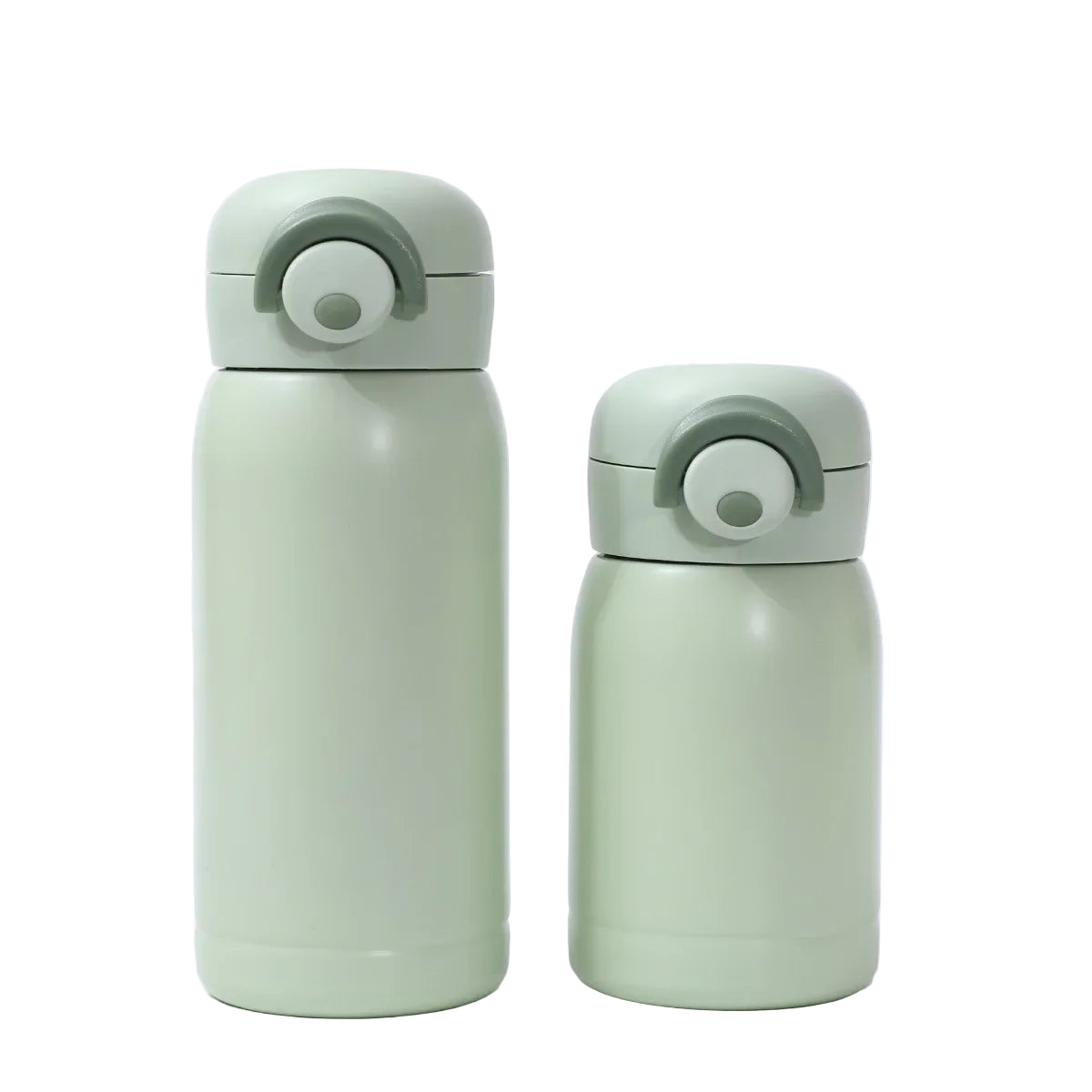 Thermos mini isotherme vert pastel 350 ml, ouverture one-touch, double paroi inox.